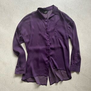 Sheer Purple Button-Up Blouse
